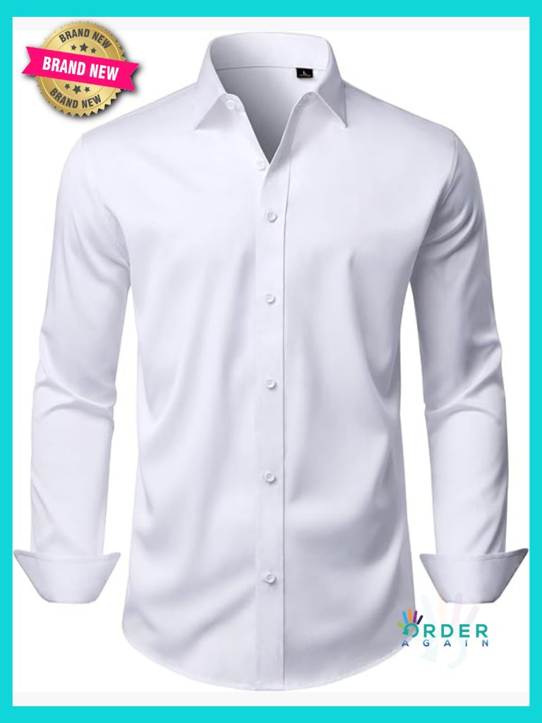 Wrinkle Free Dress Shirt Stretch Business Casual Wedding Button Down